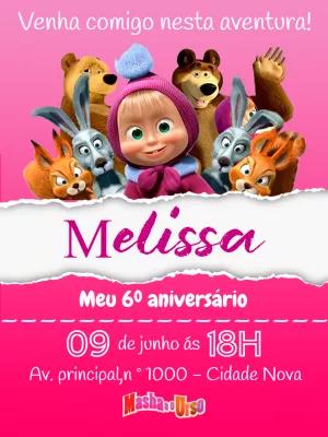 Convite de Aniversário Masha e o Urso para Editar Online