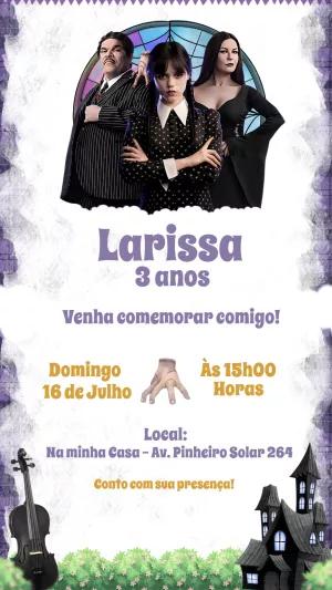 Convite Aniversário Wandinha Addams para Editar Online