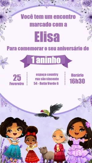 Convite de Aniversário Encanto com Personagens para Editar