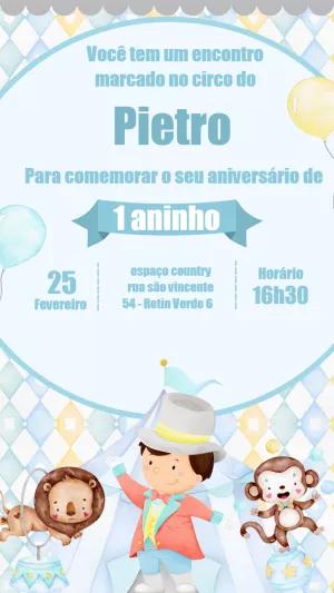 Convite Aniversário Circo Aquarela para Editar Online