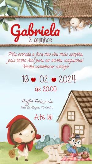Convite Aniversário Chapéuzinho Vermelho para Editar Online