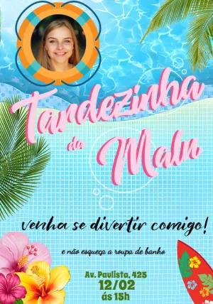 Convite Aniversário Tardezinha com Foto para Editar Online