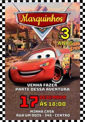 Convite de Aniversário Carros Relâmpago McQueen para Editar