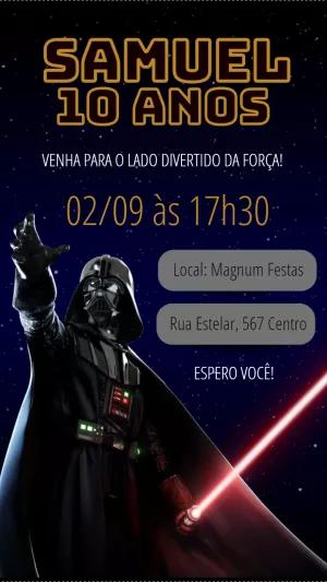 Convite Aniversário Star Wars Darth Vader para Editar Online