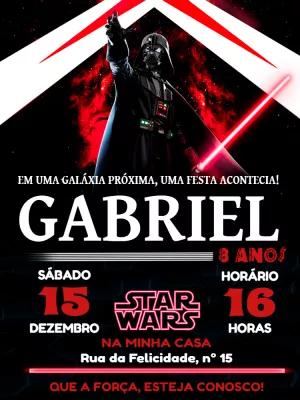 Convite Aniversário Darth Vader Star Wars para Editar Online
