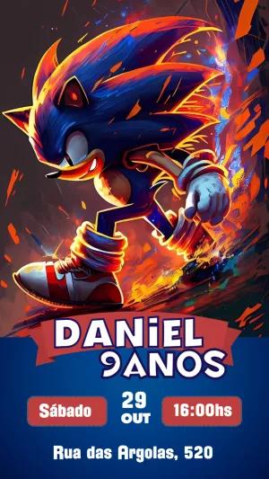 Convite de Aniversário do Sonic para Editar Online