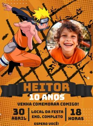 Convite de Aniversário Naruto com Foto para Editar Online