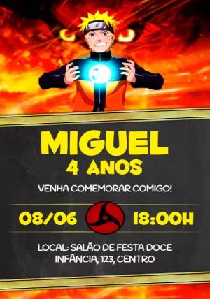Convite de Aniversário Naruto para Editar Online
