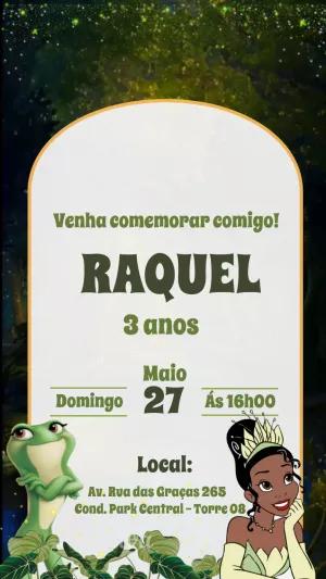 Convite Aniversário Princesa e o Sapo para Editar Online