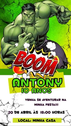 Convite de Aniversário do Hulk para Editar Online