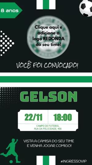 Convite Aniversário Futebol com Logo do Time para Editar Online