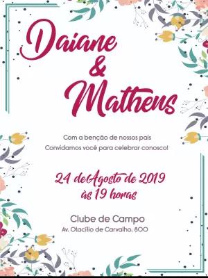 Convite de Casamento Floral Romântico para Editar
