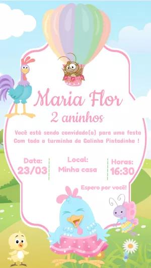 Convite Aniversário Galinha Pintadinha Candy para Editar Online