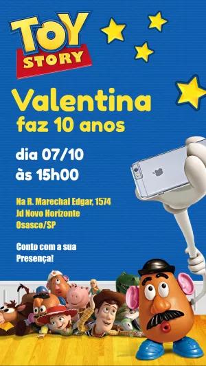 Convite de Aniversário Toy Story com Personagens para Editar