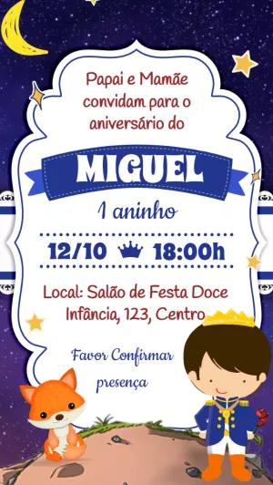 Convite Aniversário Pequeno Príncipe para Editar Online