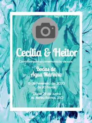 Convite Bodas de Água Marinha com Foto para Editar Online