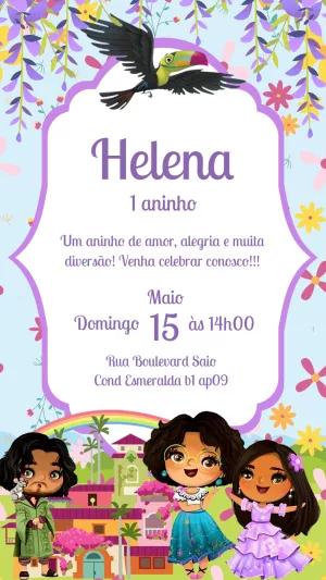 Convite Aniversário Encanto com Personagens para Editar Online