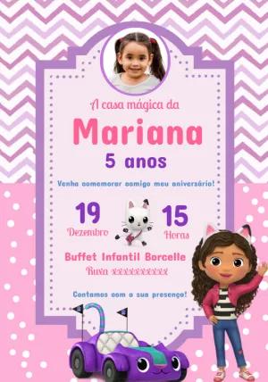 Convite Aniversário A Casa Mágica da Gabby com Foto para Editar