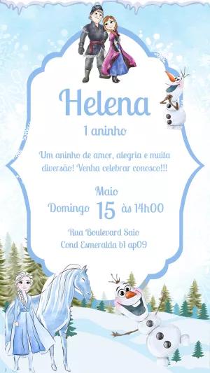 Convite de Aniversário Frozen com Personagens para Editar Online