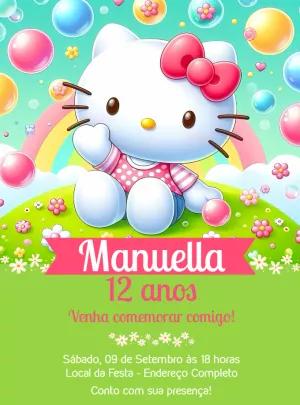 Convite de Aniversário Hello Kitty para Editar Online