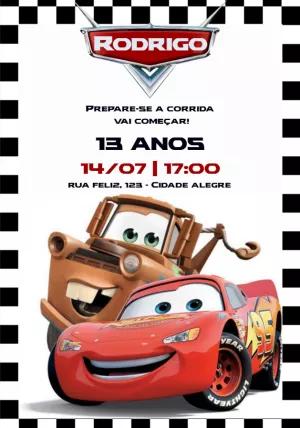 Convite Aniversário Carros para Editar e Imprimir