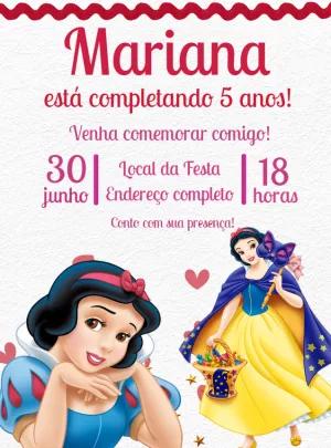 Convite de Aniversário Branca de Neve para Editar Online
