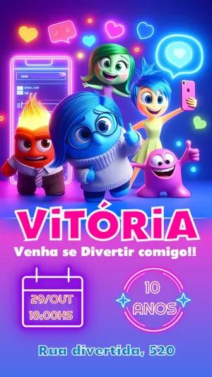 Convite Aniversário Divertida Mente 2 para Editar Online