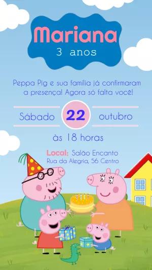 Convite de Aniversário Peppa Pig para Editar Online