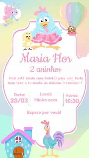 Convite Aniversário Galinha Pintadinha Candy para Editar Online