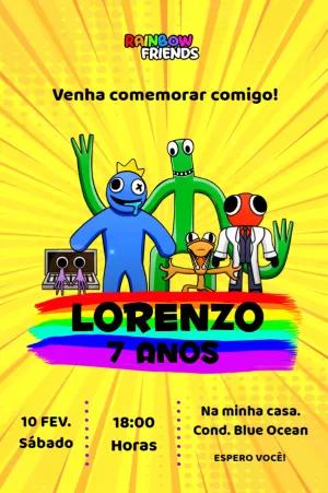 Convite de Aniversário Rainbow Friends para Editar Online