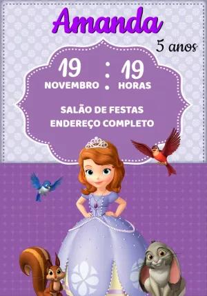 Convite Aniversário Princesa Sofia para Editar Online