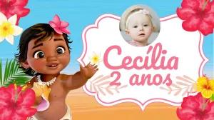 Painel de Aniversário Moana Baby com Foto para Editar Online