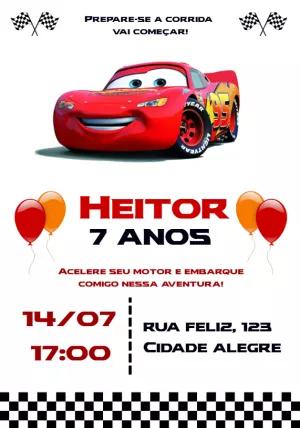 Convite Aniversário Carros Relâmpago McQueen para Editar Online