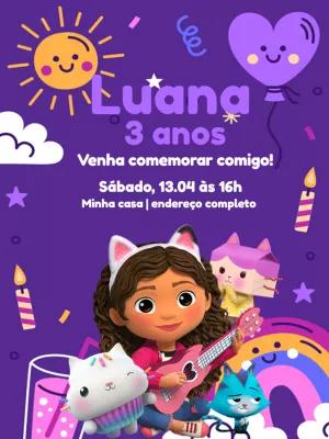 Convite Aniversário Casa Mágica da Gabby para Editar Online