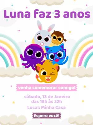 Convite de Aniversário Bolofofos para Editar Online