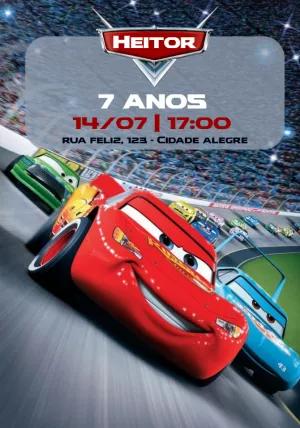 Convite Aniversário Carros para Editar Online