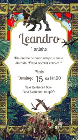 Convite Aniversário Jurassic Park com Dinossauros para Editar