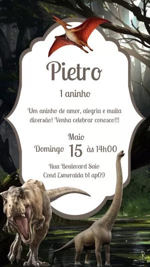 Convite de Aniversário Dinossauros Jurássicos para Editar