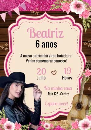Convite Aniversário Boiadeira Ana Castela para Editar Online