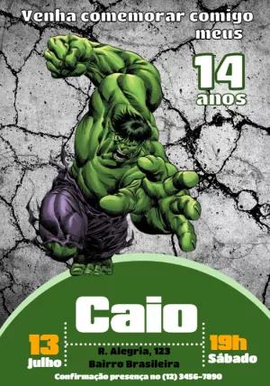 Convite Aniversário Incrível Hulk para Editar Online