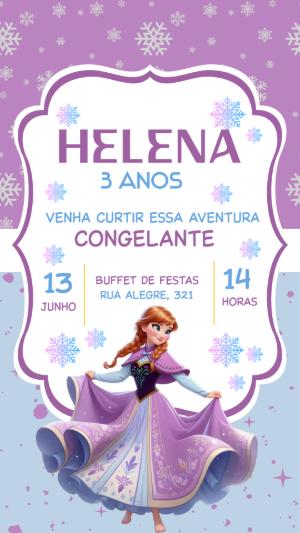 Convite Aniversário Anna Frozen para Editar Online