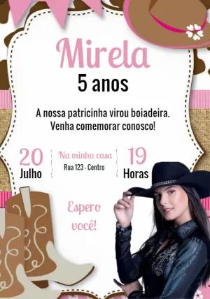 Convite Aniversário Boiadeira Ana Castela para Editar Online