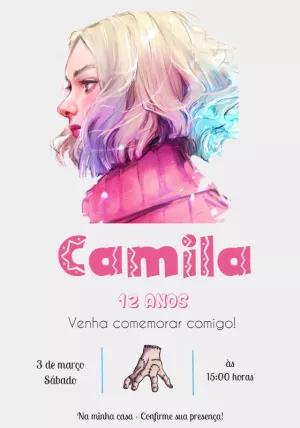 Convite de Aniversário Tema Enid para Editar Online