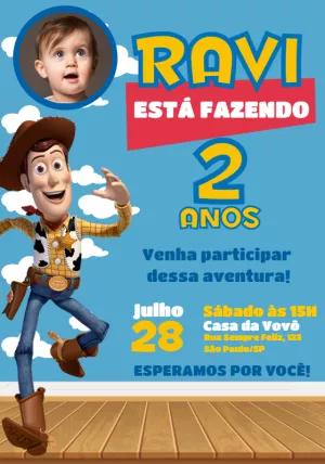 Convite Aniversário Toy Story com Foto para Editar Online