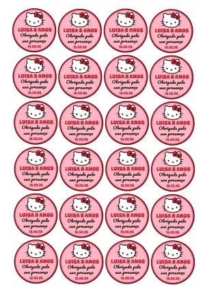 Tag de Aniversário Hello Kitty para Editar e Imprimir