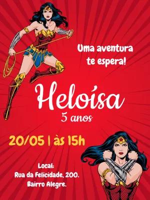 Convite de Aniversário Mulher Maravilha para Editar Online