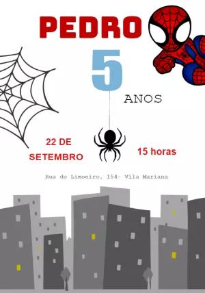Convite Aniversário Homem Aranha Infantil para Editar Online