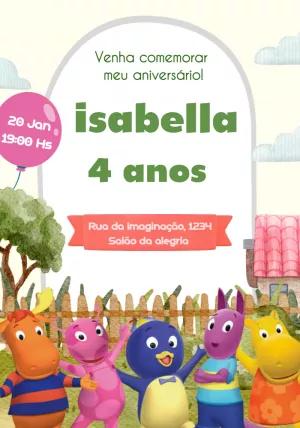 Convite de Aniversário Backyardigans com Personagens para Editar