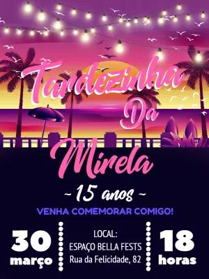 Convite de Aniversário Tardezinha com Tema Praia para Editar