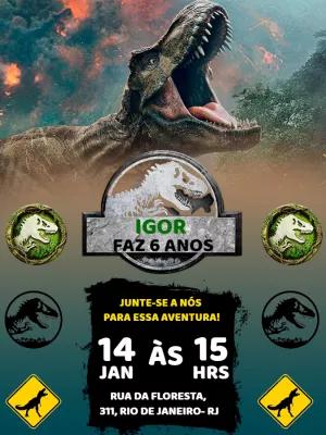 Convite Aniversário Jurassic Park Editável para Imprimir